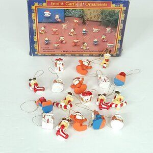 Set of 18 Miniature Hand Painted Garfield & Odie Ornaments by Paws 